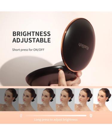Kostlich Travel Makeup Mirror with Lights - 2-Sided 1x/7x Magnifying Compact Mirror - Rechargeable & Portable - Black - Buy Online on GoSupps.com