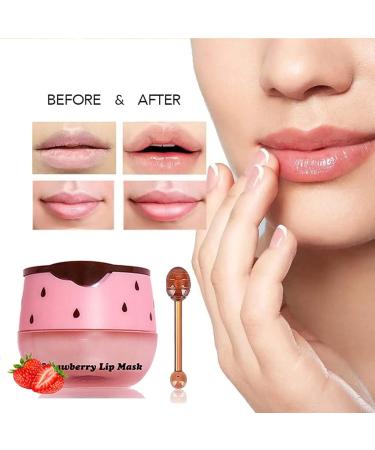 Bee Lip Balm Honey Pot Propolis Moisturizing Sleeping Lip Mask Overnight with Stick Long-lasting Hydrating Lip Exfoliator Lip Care Balm Gifts for Women (Strawberry) - Buy Online on GoSupps.com