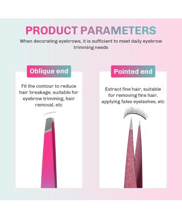 2Pcs Tweezers Slanted & Pointed Tip Eyebrow Tweezer Set - Eyebrow Tweezer for Facial Hair Women Men - Stainless Steel Professional Precision Tweezers for Grooming Plucking Shaping Chin Ingrown Hair - Buy Online on GoSupps.com