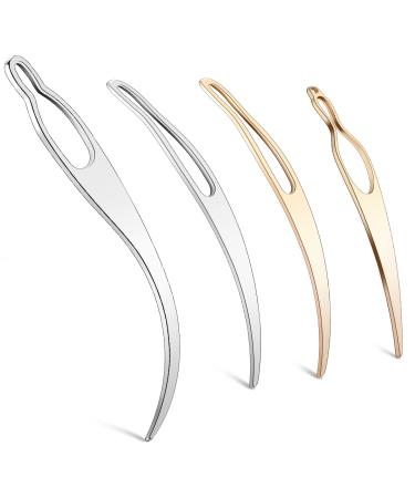 4 Pieces Sisterlock Retighten Tool Dreadlock Tool for Hair Dreadlock Crochet Needle Loc Needle for Dreads Dread Crochet Needle for Hair Extensions Styling Tools Loc Maintenance (Gold Silver)