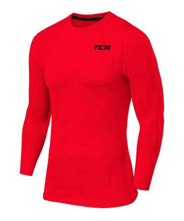 TCA Men's and Boys' Long Sleeve Compression Shirt Red 6-8 Years