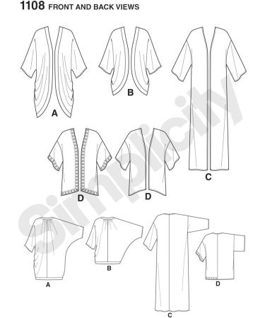 Simplicity US1108A Kimono & Cardigan Pattern Kit | Sizes XXS-XXL - Buy Online on GoSupps.com