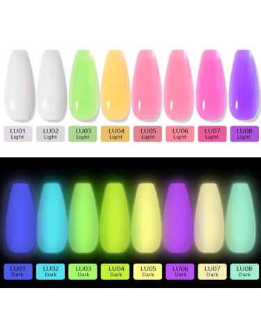 Jascherry 8 Colors Neon Light Poly Nail Gel - Fluorescent Acrylic Nail Extension Gel for Beginners - Bright Builder Gel for Stunning Nail Designs - Buy Online on GoSupps.com