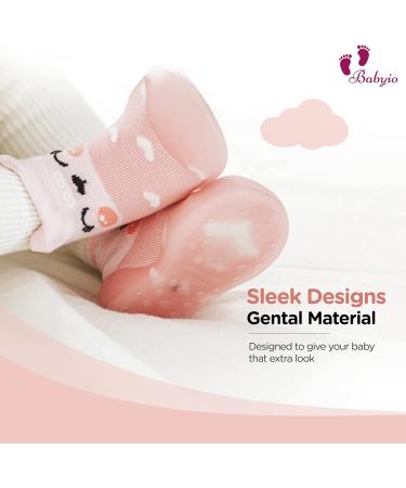 Babyio Anti-Slip Baby Sock Shoes - Soft Cotton Toddler Shoes for Boys & Girls - Pink, 18-24 Months - Buy Online on GoSupps.com
