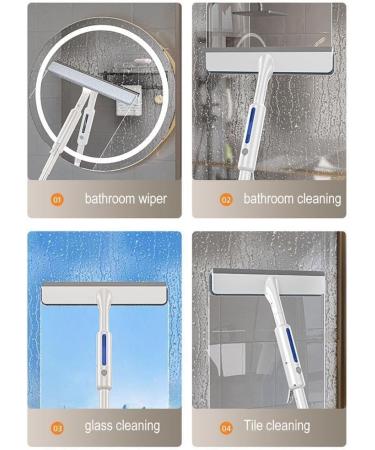 Squeegee For Window Cleaning with Spray and 3 Pads 2024 New Double Sided Spray Window Retractable Cleani Cleaner Spray Glass White 30cm panel - Buy Online on GoSupps.com