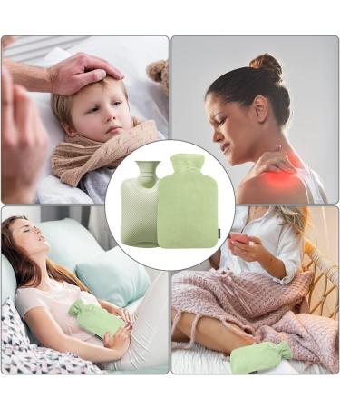 1L Hot Water Bottle with Soft Cover - 1000ml Hot Water Bag for Pain Relief - Light Green - Buy Online on GoSupps.com
