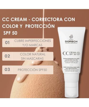 KaRfer FARMA DORSCH - CC Cream Hidratante Correctora con Color y Protecci n SPF 50- Crema Hidratante Facial Mujer Protector Solar 50 - Crema Antimanchas. Crema facial mujer con Vitamina C y E (50 ml) - Buy Online on GoSupps.com