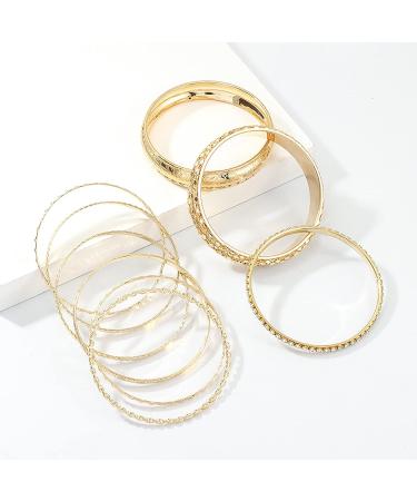 BUAJIUBUA Gold Chunky Indian Bracelets - Wide Disco Bangles for Women, Girls, and Teens - 70s 90s Costume Hand Wrist Jewelry - Buy Online on GoSupps.com