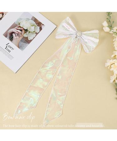Vakkery Bridal Hair Bow Veil Organza Bow Hair Clip with Sequins Wedding Bachelorette Party Decoration Hair Accessories for Women - Buy Online on GoSupps.com