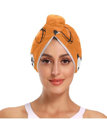 Lazy Panda on The Orange Basketball Seamless Pattern An Repeat Cute Funny Hair Towel 2 Pack Super Absorbent Hair Drying Towel Quick Dry Hair Turbans Head Towel with Button Twisty Wrap for Women Girls