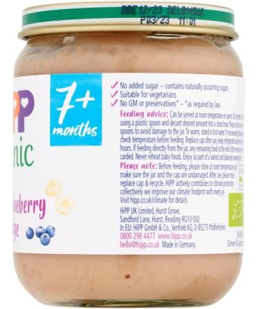 HiPP Organic Banana Blueberry Porridge Baby Food Jar 7+ months (6 x 160g) | 6-Pack - Buy Online on GoSupps.com