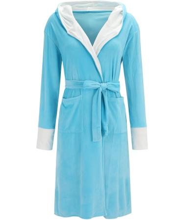 Poppek Silk Night Shirts - Plush Insulated Long Nightgown & Fleece Morning Mantle for Ladies - Blue 3XL - Buy Online on GoSupps.com