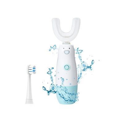 Meqtpomy Kids Electric Toothbrush 6 Cleaning Models U Shaped Toothbrush Waterproof Battery Powered 360 Automatic Sonic Toddler Toothbrushes for 2-7 Years Old for Boys Girls Age 2-7 Blue