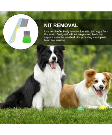 Stainless Steel Lice Comb Set - 2 Pack for Lice Fleas & Dandruff Removal | Durable Nissen Ridge & Lice Bams | Yellow Blue & Green - Buy Online on GoSupps.com