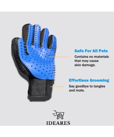 IDEARES Pet Grooming Glove with 259 Pins - 2 Pack - For Dogs, Cats, Rabbits & Horses - Long/Short/Curly Hair - Grooming Mitt for Pets - Buy Online on GoSupps.com