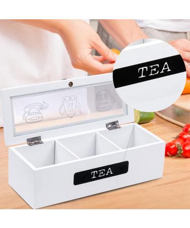 Tea Box for Tea Bags Organizer Wood 3 Compartments Tea Bag Organizer for Cabinet Tea Caddy Organizer Box Tea Storage Chest Decorative Box for Organizing and Displaying Tea - Buy Online on GoSupps.com