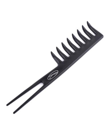 Fine Lines - Twin Tailed Rake Comb - Hair Detangling and Shower Comb Great for Afro Wet or Curly Hair | Thick Plastic Black antistatic comb