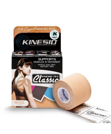 Kinesio Taping - Elastic Therapeutic Athletic Tape Tex Classic - Beige  2 in. x 13 ft Beige 2 Inch (Pack of 1)