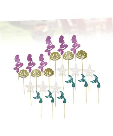 Gadpiparty 24pcs Wedding Decoration Princess Decorations Shell Decor Birthday Cake Picks Cupcake Toppers Mermaid Birthday Party Sea-themed Themed Cake Topper Mermaid Cake Topper Plug-in Food As Shown M - Buy Online on GoSupps.com