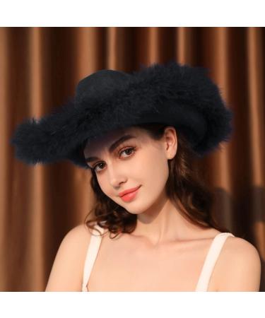 Pink Feather Boa Cowgirl Hat for Teens & Women - Ideal for Bachelorette & Cowboy Themed Parties | Black - Buy Online on GoSupps.com