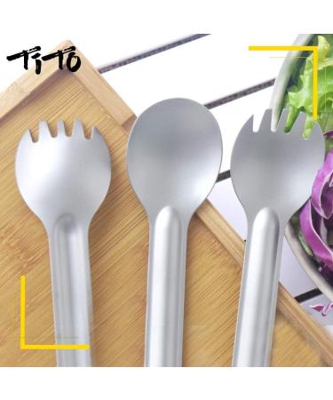 TiTo Titanium Long Handle Spork and Spoon - Eco-Friendly Ultralight Portable Flatware for Camping, Backpacking, Hiking, Travel - with Bag (Spork) - Buy Online on GoSupps.com