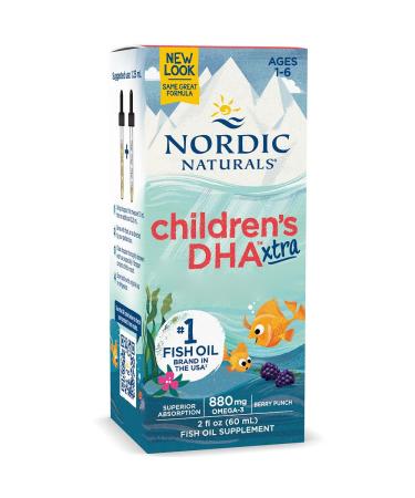 Nordic Naturals Children's DHA Xtra 880mg Omega-3 Berry Flavor With EPA & DHA 60 ml Lab Tested Soy Free Gluten Free Non-GMO