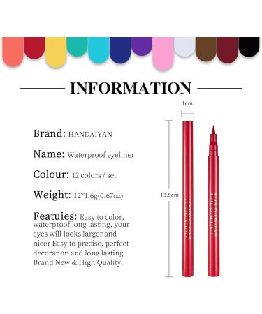 Nivofu 12 Colours Coloured Eyeliner Matte Liquid Eyeliners Set Daily Colored Eyeliner Pens Smooth Long-Lasting Eyeliner Highly Pigmented Smudge-proof Colourful Eye Liners for Makeup - Buy Online on GoSupps.com