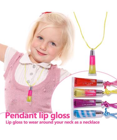 M&U Lip Gloss Necklace Set for Kids - 4 Pcs Assorted Flavors - Shimmering Moisturizing Gloss - Lip Party Favor for Girls & Teens Ages 5 - Buy Online on GoSupps.com