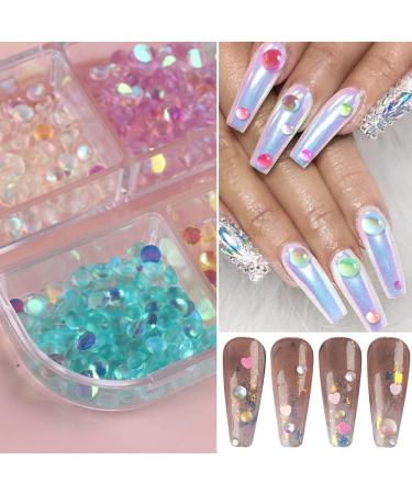 Aurora Mermaid Beads Nail Charms | Crystal Beads Gems for Nail Art Decoration | 6 Grids Mixed Color Rhinestones | DIY 3D Bubble Accessories for Acrylic Nails - Buy Online on GoSupps.com