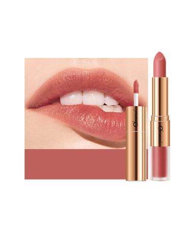 KUAILEGO ROSE GOLD 2 In 1 Matte Lipstick & Liquid Lipstick  Full Color Lip Gloss  Matte Finish  Nude  Long Wear Waterproof Velvet Lipstick (06)