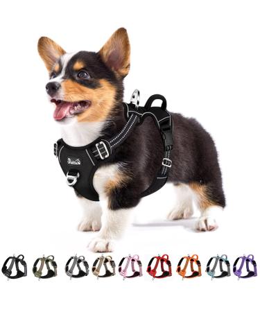 Eyin dog harness for small dogs adjustable breathable reflective padded and breathable breast dishes with handle and front bracket for daily training (black s) s (neck: 32-46cm breast: 35-63cm) black