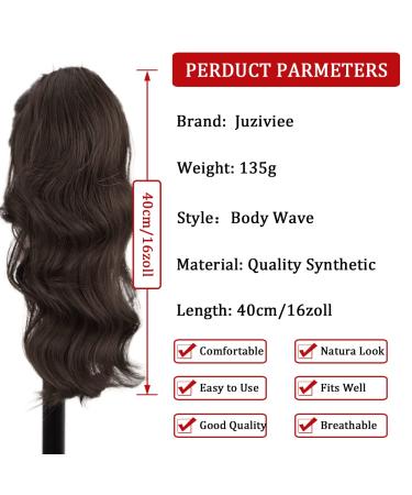 Ponytail Extensions Brown - 40cm Long Curly Synthetic Hair with Bracket | Realistic Braid Accessories - Buy Online on GoSupps.com