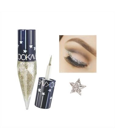 LXZJJM Dazzling Starry Sky Diamond Eyeliner Glitter Liquid Eyeliner Set Long Lasting Sparkle Eye Makeup Ideal Makeup Gift (Single Piece) (#02 Rainbow Slivery)