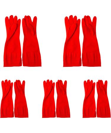 shlutesoy 1/5 Two Latex Household Kitchen Washing Long Gloves Protection Red 5 Pairs(10 Pcs) - Buy Online on GoSupps.com