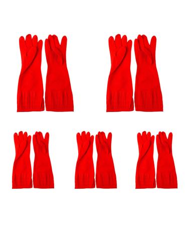 1/5 Two Latex Household Kitchen Cleaning Washing Long Gloves Protection Red 5 Pairs(10 Pcs) 5 Pairs(10 Pcs) Red