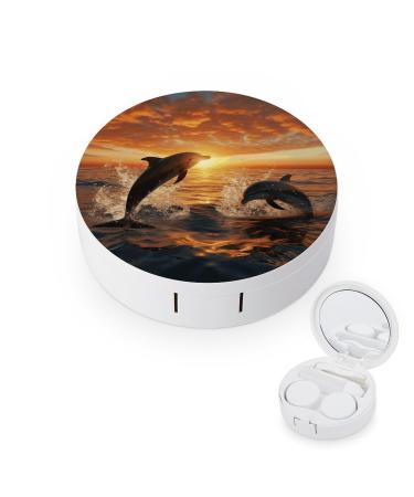 Contact Lens Case Dolphin Jumping Out of Water Print Plastic Contact Lens Case contact Lens Care Box ontact Lens Travel Box