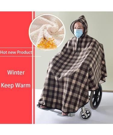 Wheelchair Zip Blanket Fleece Hood Wheelchair Water Proof Cloak Keep Warm Shawl Double Layer Thick Cloth Shawl Thermal Blanket Winter Wheelchair Cover Clothing for Disabled Elderly - Buy Online on GoSupps.com