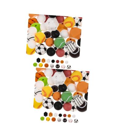 COHEALI 352 Pcs Silicone Bead Kit Amulet Necklace Toys in Bulk Baby Pacifier Clip Volleyball Beads Silicone Loose Beads Teething Toys Pacifier Clip DIY Infant Chewing Beads DIY Supplies As Shownx2pcs 1.5X1.5X1.5CMx2pcs