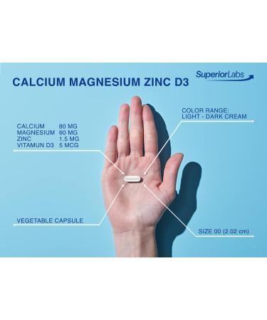Superior Labs Calcium Magnesium Zinc D3 180 Capsules - Healthy Bones, Teeth, Muscle Function - Immune Support - Buy Online on GoSupps.com