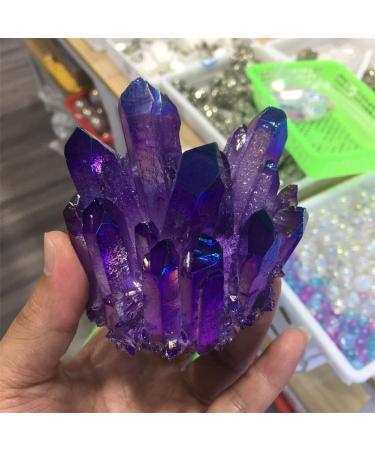 Natural Purple Electroplating Transparent Crystal Cluster Stone Ore Demagnetization Stone Mesh Suitable for Home Raw Stones and Minerals FUZEGRDLI 350-400g - Buy Online on GoSupps.com