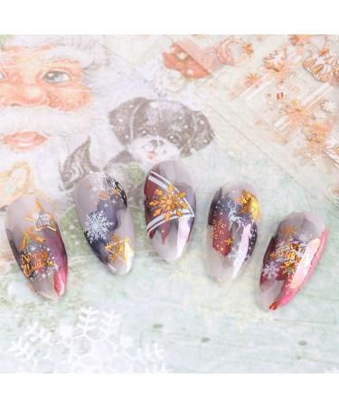 8 Sheets Christmas Nail Art Stickers Decals Self-Adhesive Gold White Winter Snowflakes Nail Supplies Nail Art Design Decoration Accessories - Buy Online on GoSupps.com