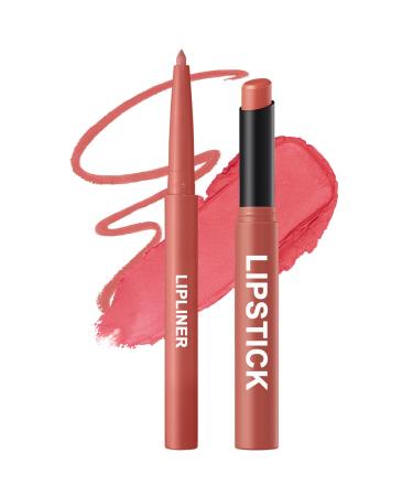 Erinde Erinde Lip Liner and Lipstick Set Matte Finish Lip Liner and Lipstick Long Lasting and Highly Pigmented Soft Lip Makeup Contour