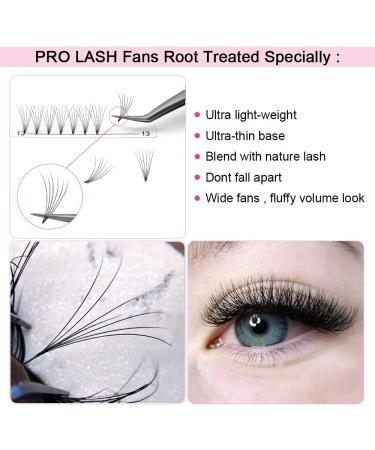 6D-C-0.07-14mm Premade Fan Eyelash Extensions - Short Stem Russian Volume Lashes - 0.07 | 0.10 - 14mm - Buy Online on GoSupps.com