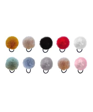Tonsee Pompom Hair Ties - Fluffy Black Elastic Hair Band & Cute Plush Ball Ponytail Holder for Girls - Shop Internationally! - Buy Online on GoSupps.com