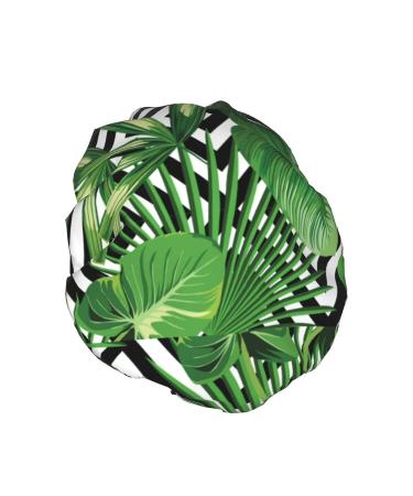 Green Palm Tree Shower Cap - Reusable & Waterproof with Double Protection Layers - Buy Online on GoSupps.com