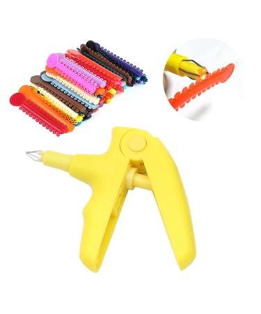 Orthodontic Braces Kit - Ligature Gun Dispenser Tools and Multicolor Elastic Braces Rubber Bands(1040 Pcs/Bag) (Yellow)