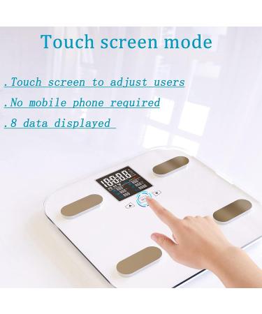 Rykyart Touch Screen Body Fat Scale | Bluetooth BMI Weight Scales with 18 Body Data | Digital Bathroom Scale Sync with Fitness App - Buy Online on GoSupps.com