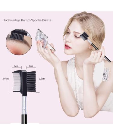 Duo Eyebrow Brush and Comb Eyelash Comb Brush Eyebrow Brush Angled Eyebrow Brush (Pink) - Buy Online on GoSupps.com