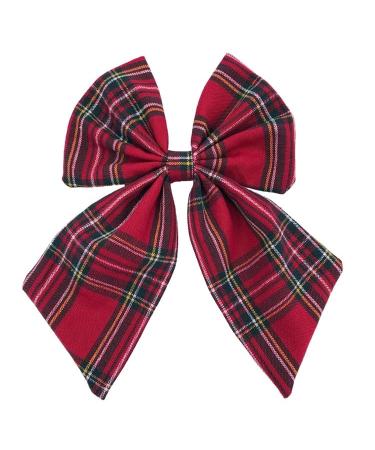 YUPs Tartan bow knot hair clips Plaid fashion accessories Festive hairpins Handmade bow knot clip for Girls and Women (Red)