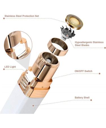 Electric Mini Hair Remover for Women - Compact Lipstick Style with LED Light | Fast Portable & Safe Body Hair Removal in Pearl White - Buy Online on GoSupps.com